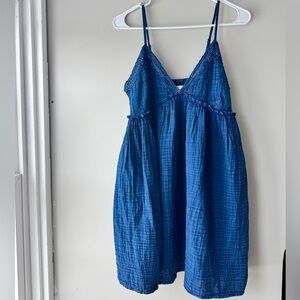 Japna | Blue Cottage Core cotton Babydoll Dress